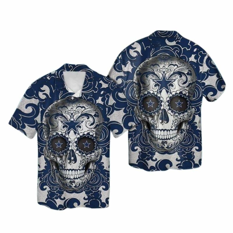 Cowboys sugarskull floral hawaiian shirt 1