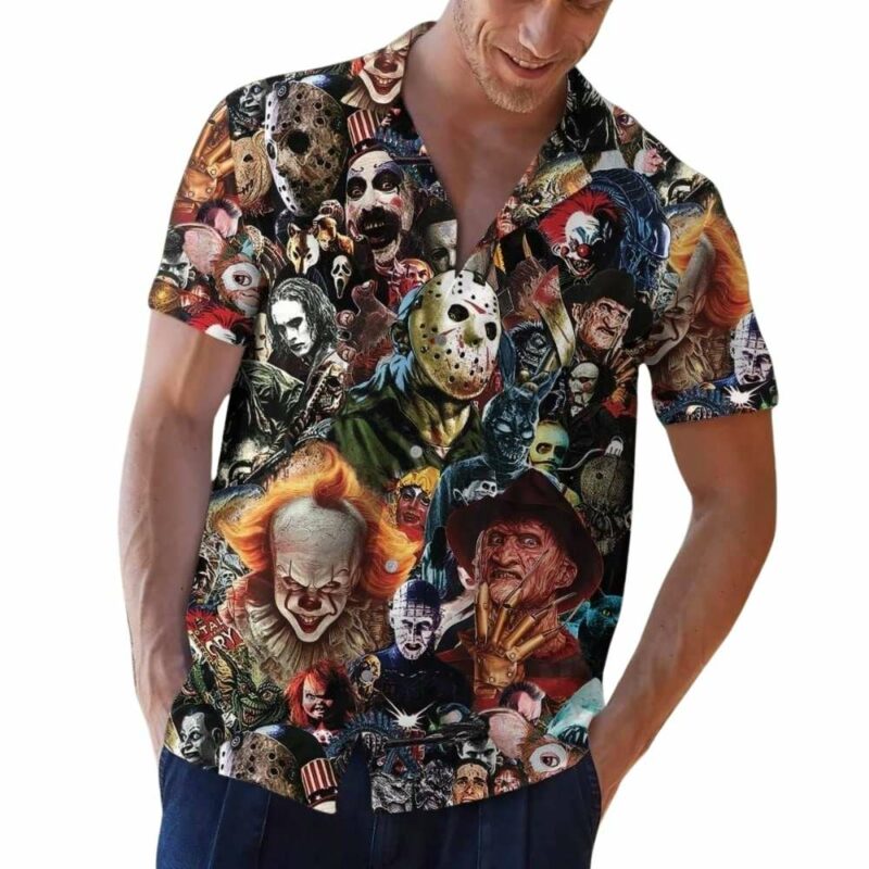 Creepy horror night illustration hawaiian shirt 1