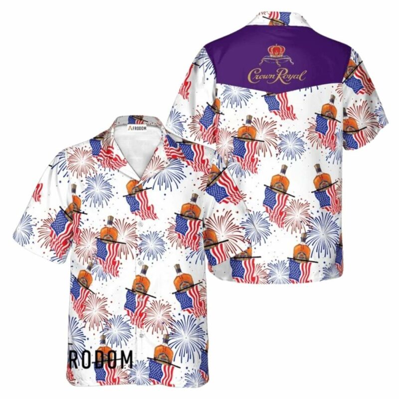 Crown Royal American Flag Fireworks Hawaiian Shirt 1