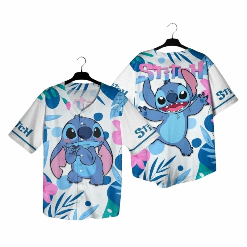 Cute stitch tropical floral summer hawaiian shirt 1