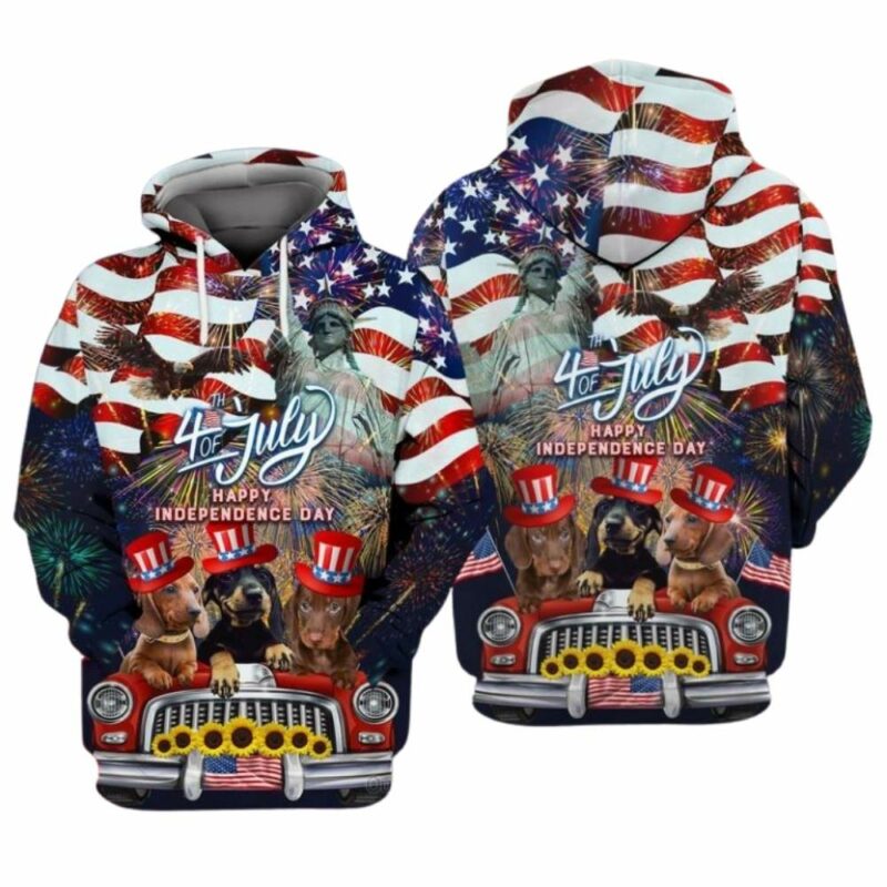 Dachshund American 4Th Of July Happy Independence 3D Hoodie 1