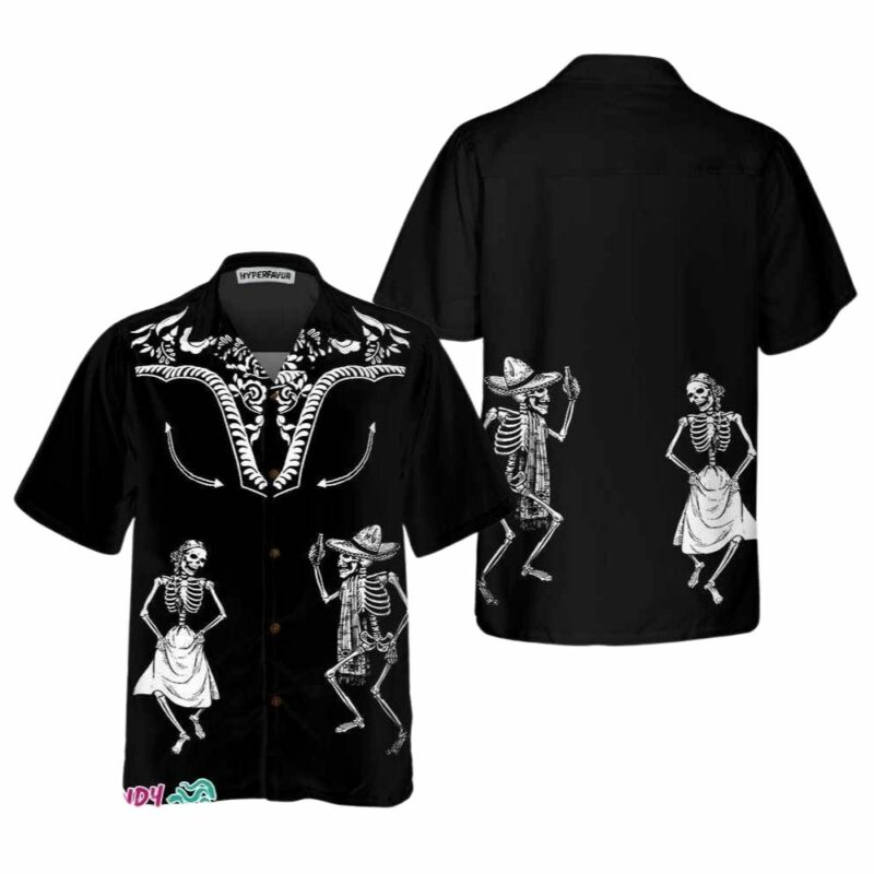 Dancing skeleton dia de los muertos hawaiian shirt 1