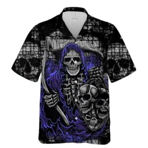 Dark Skeleton Skulls Black Halloween Hawaiian Shirt