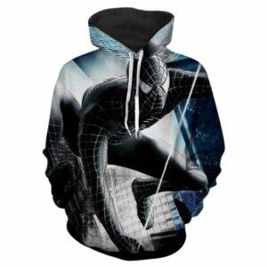 Dark Spiderman Monochrome Building All Over Print Hoodie