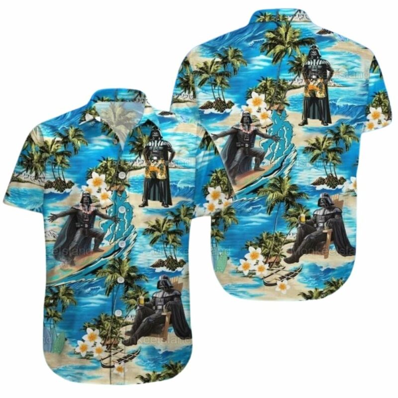 Darth vader drink beer beach tropical hawaiian shirt 1
