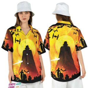 Darth Vader Yoda Star Wars Halloween Jack O Lantern Hawaiian Shirt