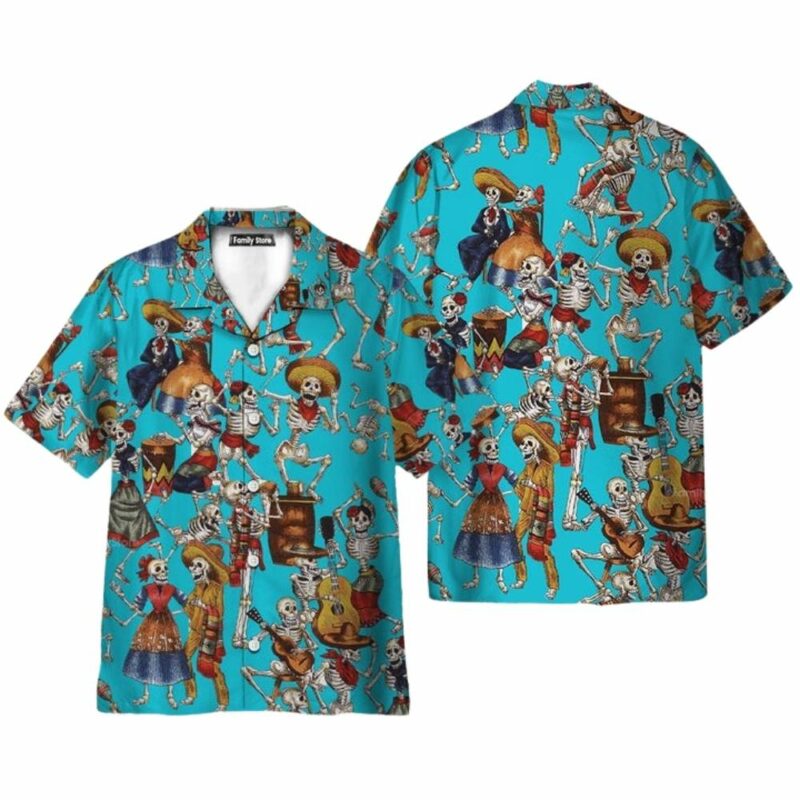 Day of the dead skeleton hawaiian shirt 1