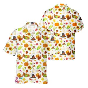 Day Of Turkey Thanksgiving Pumpkin Leaves Hawaiian Shirt