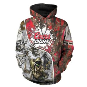 Death Hunter With Coors Light Beer All Over Print Hoodie