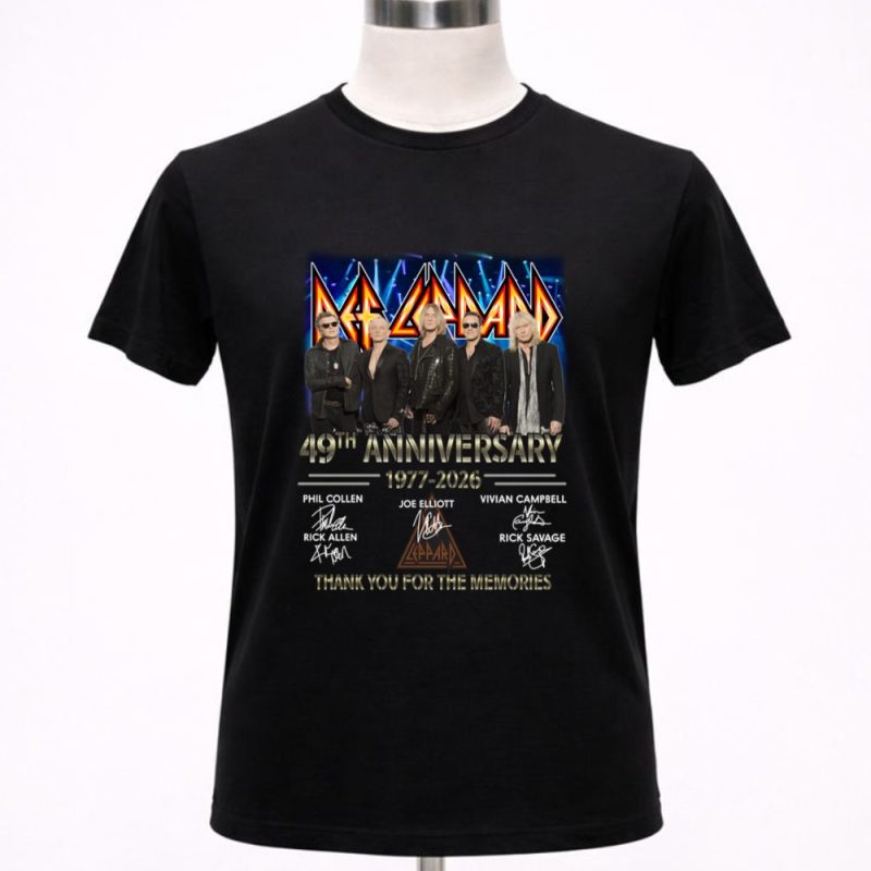 Def Leppard 49th Anniversary 1977 2026 Thank You For The Memories Signatures 1 T Shirt.jpg