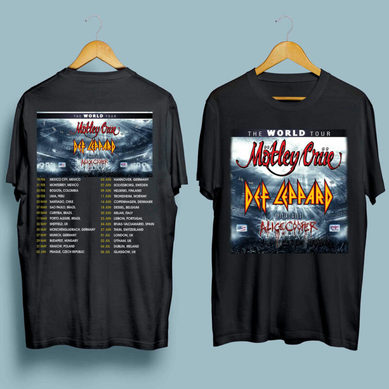 Def Leppard X Motley Crue World Tour 2023 Concert Front 4 T Shirt