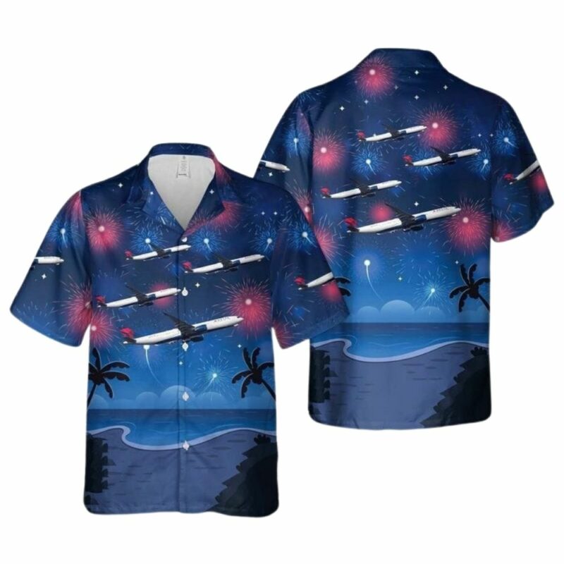 Delta air lines airbus 941n for 4th of july hawaiian shirt 1
