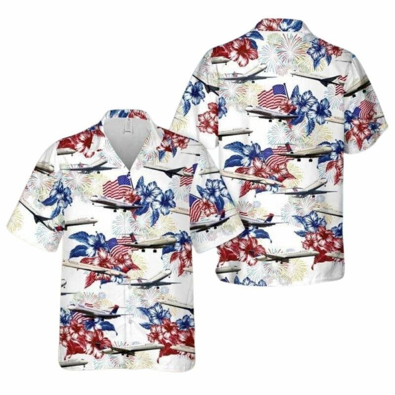 Delta airlines md 88 4th of july hawaiian shirt 1