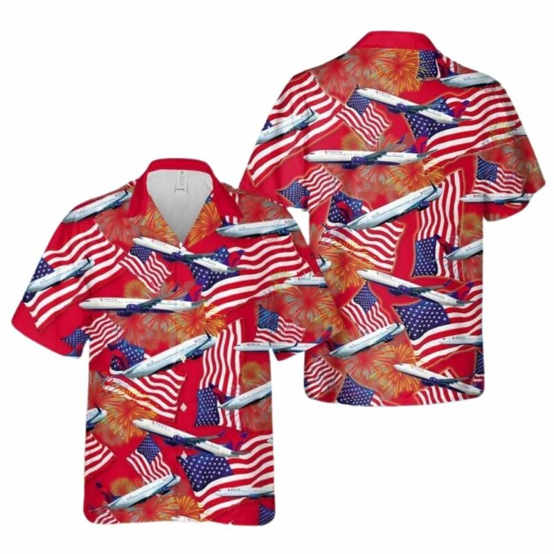 Delta boeing 737 900er 739 4th of july hawaiian shirt 1