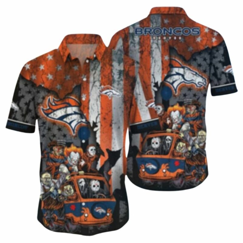 Denver michael myers friends horror car with flag american hawaiian shirt 1