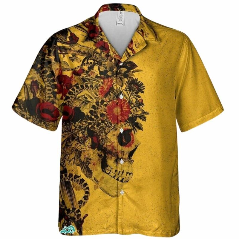 Devil skull snake flowers halloween hawaiian shirt 1