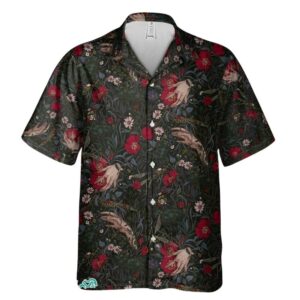 Devils Hand Amidst Horror Florals Black Mens Hawaiian Shirt