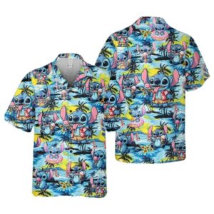 Disney Lilo And Stitch Coconuts Beach Pattern Tropical Hawaiian Shirt