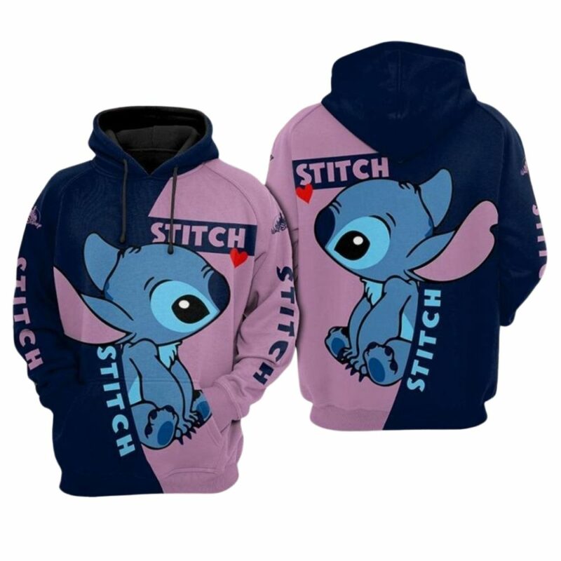 Disney lilo and stitch kiss heart 3d hoodie 1