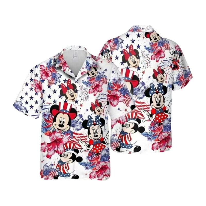 Disney mickey and friends american 4th of july hawaiian shirt 1