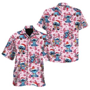 Disney Stitch And Angel Aloha Christmas Hawaiian Shirt