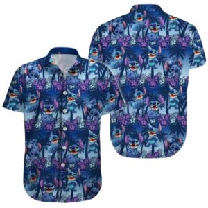 Disney Stitch Floral Flowers Coconut Tropical Hawaiian Shirt