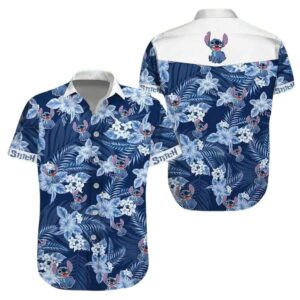 Disney Stitch Hibiscus Flower Pattern Summer Hawaiian Shirt
