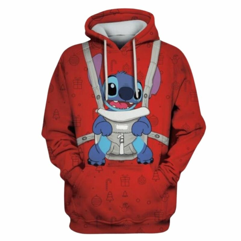 Disney stitch hoodie stitch in baby carrier christmas 3d hoodie 1