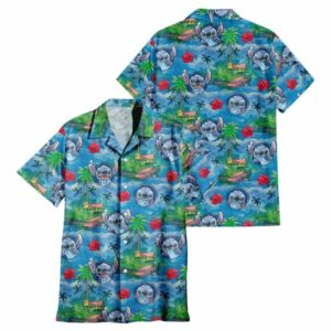 Disney Stitch Pattern Flower Hawaiian Shirt