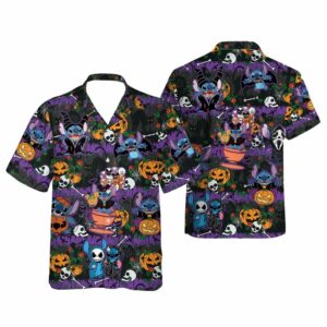 Disney Stitch Scary Pumpkin Halloween Hawaiian Shirt