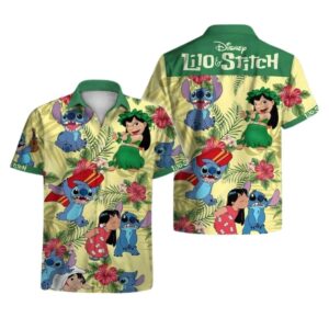 Disneyland Lilo And Stitch Surf Floral Tropical Hawaiian Shirt