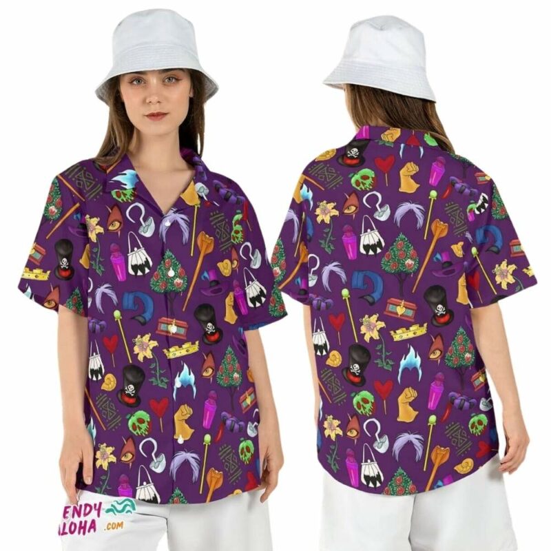 Disneyland villains icons halloween poison apple hawaiian shirt 1