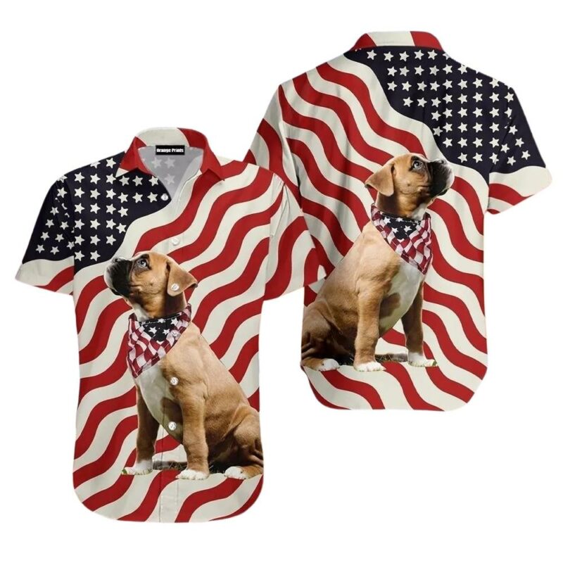 Dog american flag for 4th of july hawaiian shirt 1
