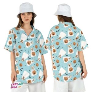 Dog Boo Ghost Spooky Halloween Trick Treat Pumpkin Hawaiian Shirt