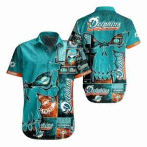 Dolphins Aqua Punisher Skull Halloween Hawaiian Shirt