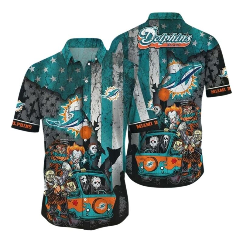 Dolphins michael myers friends horror car flag american hawaiian shirt 1