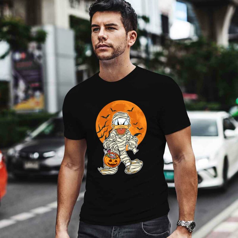 Donald Duck Mummy With Pumpkin Basket Halloween 0 T Shirt