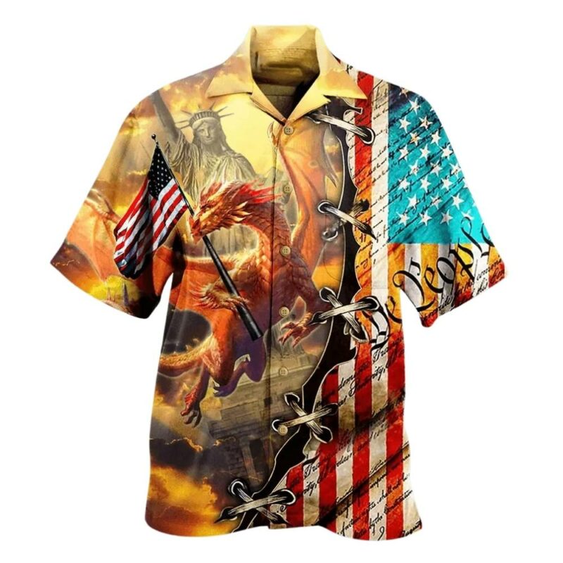 Dragon american flag hawaiian shirt 1