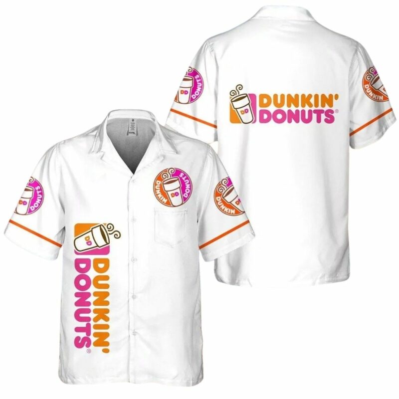 Dunkin Donuts Cee White Hawaiian Shirt