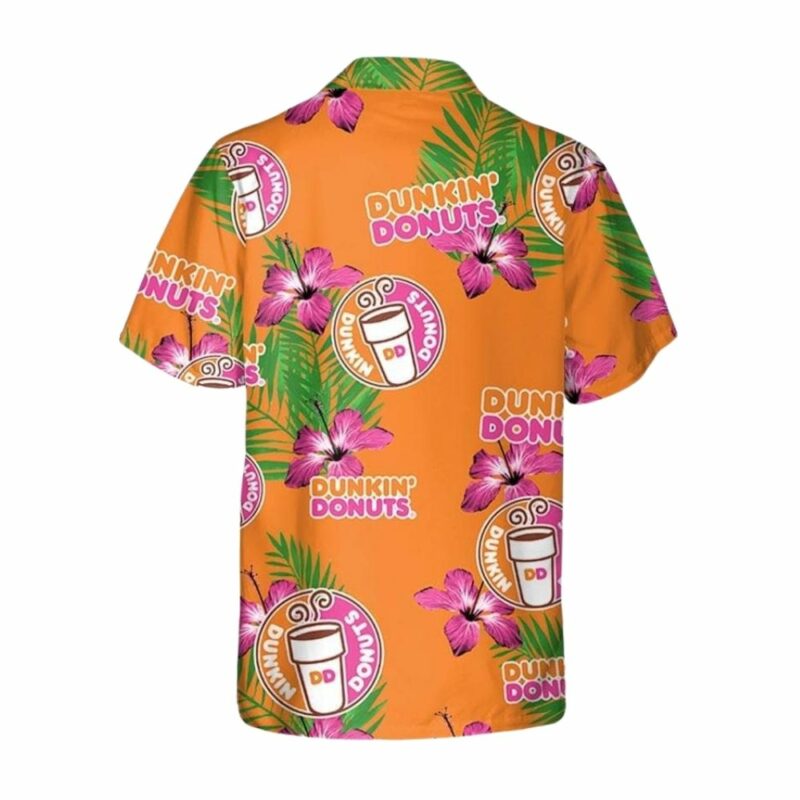 Dunkin Donuts Hibiscus Flower Pattern Hawaiian Shirt