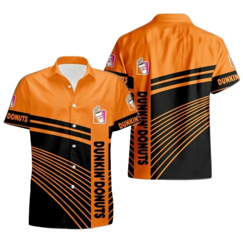 Dunkin Donuts In My Heart Black And Orange Funny Hawaiian Shirt