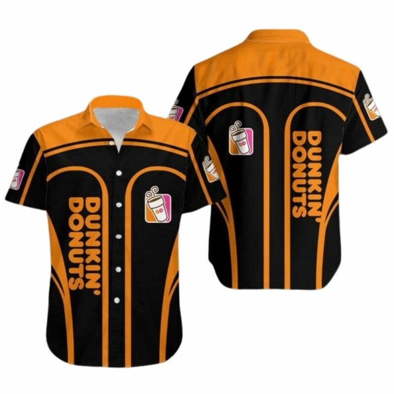 Dunkin Donuts In My Heart Black And Orange Hawaiian Shirt