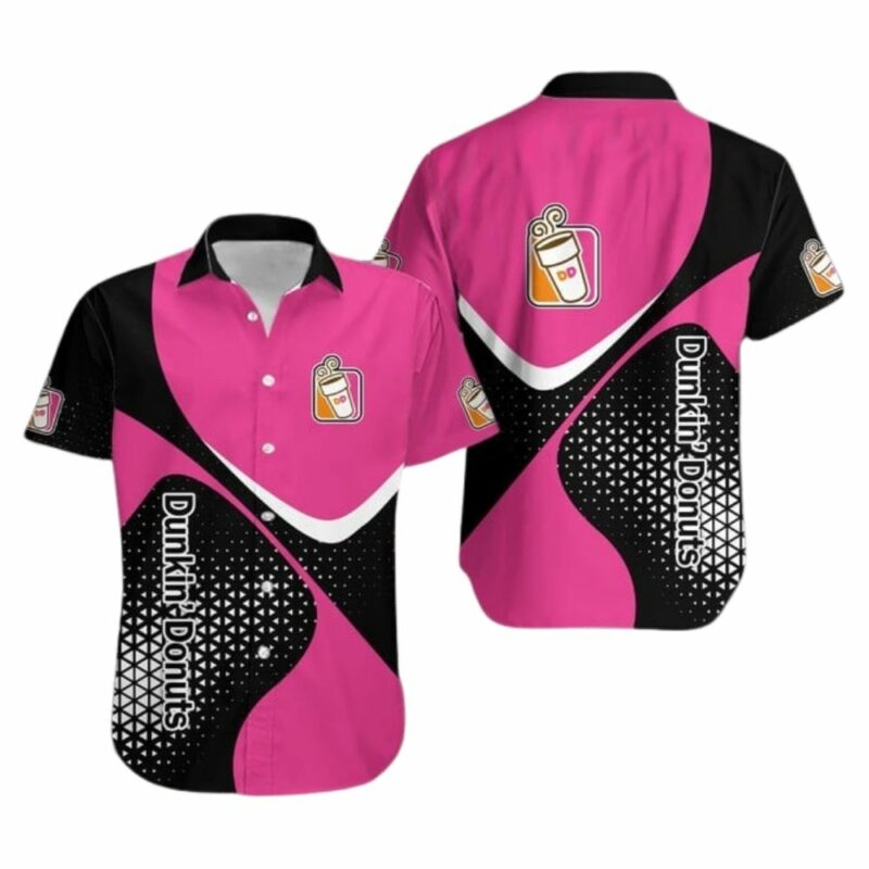 Dunkin Donuts In My Heart Black And Pink Hawaiian Shirt