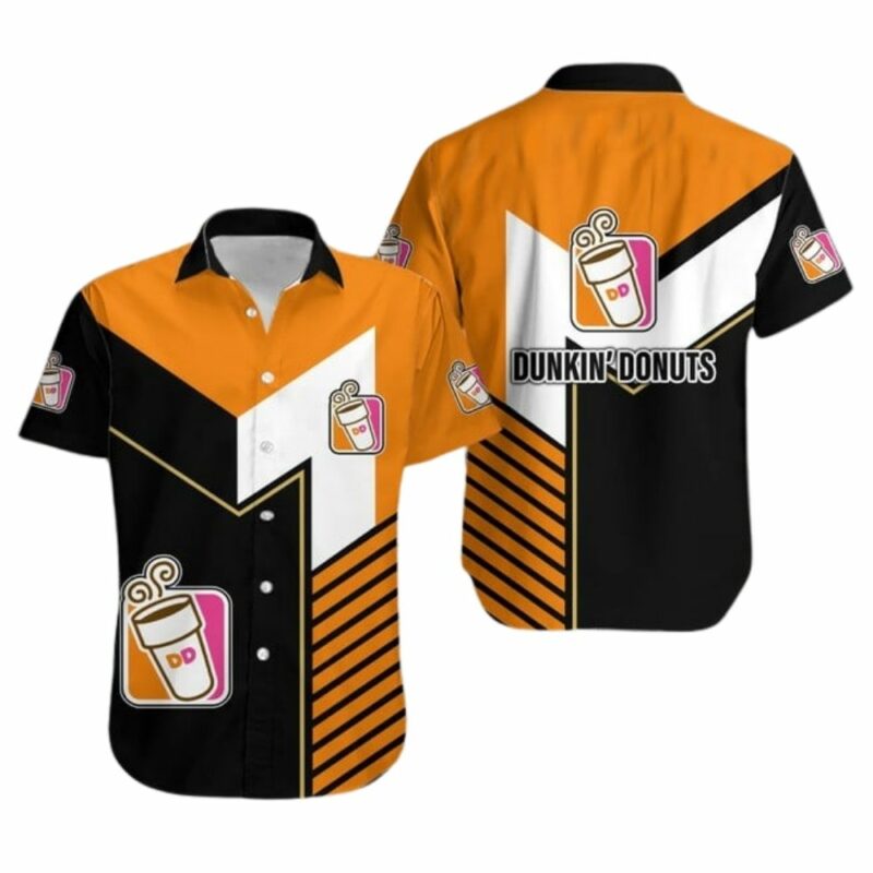 Dunkin Donuts In My Heart Black White And Orange Hawaiian Shirt