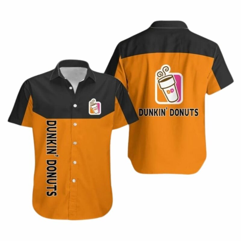 Dunkin Donuts In My Heart Orange And Black Funny Hawaiian Shirt