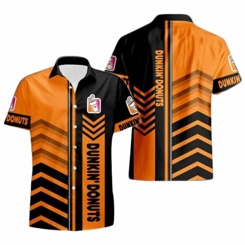 Dunkin Donuts Logo In My Heart Orange And Black Hawaiian Shirt