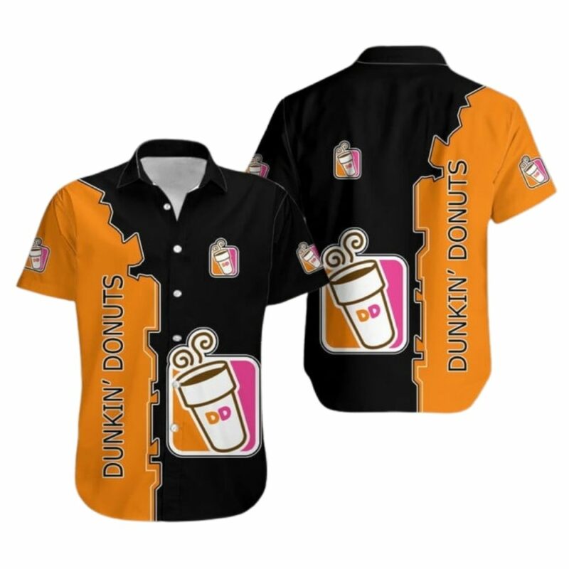 Dunkin Donuts Logo Orange And Black Hawaiian Shirt