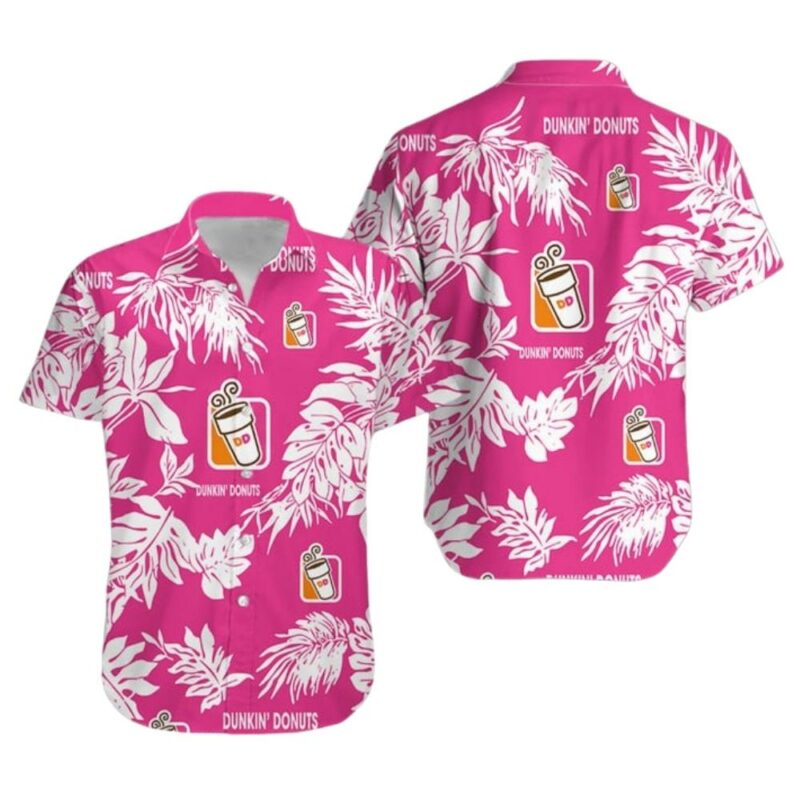 Dunkin Donuts Pattern Floral Hawaiian Shirt