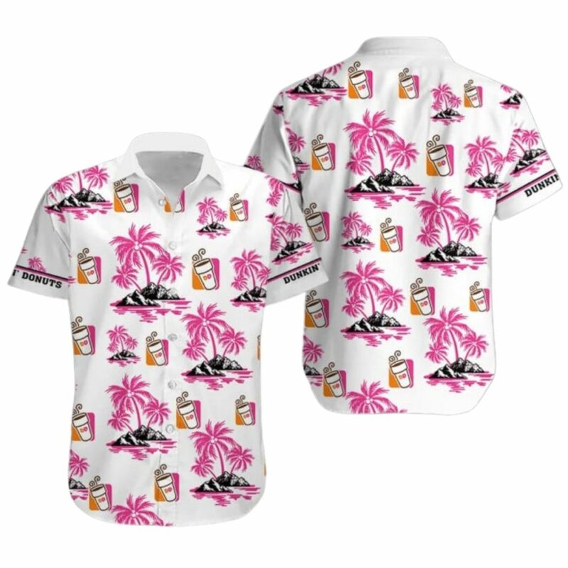 Dunkin Donuts Pattern Island Coconut Hawaiian Shirt