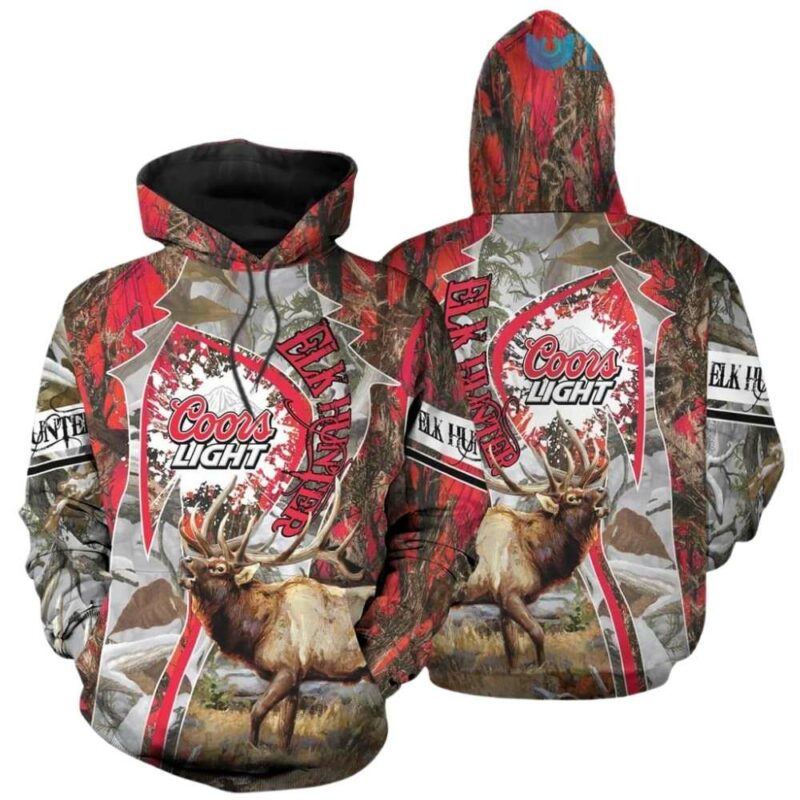 Elk hunter beer coors light 3d hoodie 1
